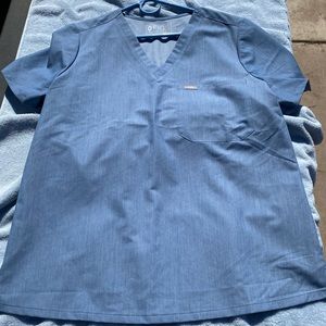 Figs Heather Indigo Scrub Top